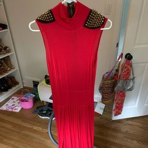 Red maxi dress with embellished shoulders ! NWT